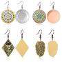 Jertom 4 Pairs Copper Bohemian Vintage Totem Painting Hook Dangling Boho Earrings Set Retro Bronze Brass Ethnic Jewelry for Women