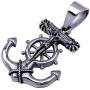 Double Rainbow Jewelry C08S-P37S Mens Stainless Steel Silver Anchor Jesus Cross Cuban Necklace Chain Link