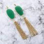Top Plaza Natural Reiki Healing Crystal Pendant Necklace Oval Gemstone Gold Tassel Necklaces for Women Girls