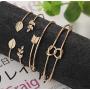 Udalyn 12Pcs Layered Bracelet Set for Women Multiple Stackable Open Cuff Wrap Bangle Bracelet Set Leaf Arrow Feather Knot Bracelets Jewelry Adjustable
