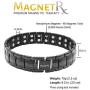 MagnetRX® Ultra Strength Magnetic Therapy Bracelet - Arthritis Pain Relief and Carpal Tunnel Magnetic Bracelets for Men - Adjustable Length with Sizing Tool (Black)