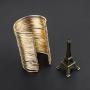 QTMY Alloy Metal Gold Thin Thread Wire Open Cuff Wide Bracelet Bangle