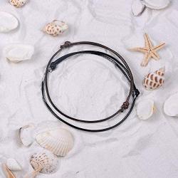 SUNSH Friendship BFF Couple Bracelets for Women Men Teen Girls Waterproof Black Brown String Adjustable Anklet Handmade Sufer Hawaii Jewelry Family Best Friend Boyfriend Girlfriend Lover Gifts
