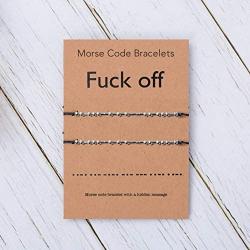 QCQHDU Fuck Off Morse Code Bracelet Jewelry Gift for Friendship Bracelets Gift Stainless Steel Handmade Beads on Silk Cord Gift Set for 2