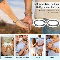 Couples Bracelets, Magnetic Bracelets for Couples Mutual Attraction Rope Braided Couple Bracelets with Magnetic Bells His and Hers