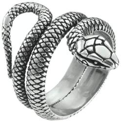 316L Stainless Steel Jewelry Serpent Shape Punk Style Solid Unisex Snake Ring