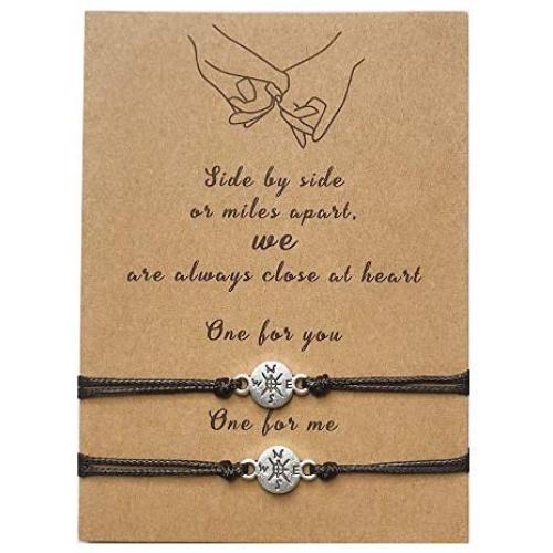 Pinky Promise Distance Bracelets Matching Bracelets Set of 2 Couples Bracelet for Boyfriend Girlfriend Best Friend Adjustable Bracelet for Family Women Teen Girls Sisters