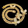 QNNY 12mm Butterfly Bracelet Necklace for Men Women 8 18 20 24 Inch Cuban Chain Link 18K Gold Plated Iced Out Miami Hip Hop Jewelry