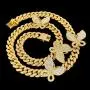 QNNY 12mm Butterfly Bracelet Necklace for Men Women 8 18 20 24 Inch Cuban Chain Link 18K Gold Plated Iced Out Miami Hip Hop Jewelry