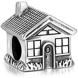 MBSUUH S925 Sterling-Silver Family Charms Beads Sweet House Beads for Bracelets Jewelry Necklace Pendant Gift of Family Theme Memorial