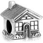 MBSUUH S925 Sterling-Silver Family Charms Beads Sweet House Beads for Bracelets Jewelry Necklace Pendant Gift of Family Theme Memorial