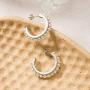 FANCIME Gold Plated Sterling Silver Simulated Shell Pearls Open C Hoop Earrings Chunky Dainty Jewelry Gifts for Women Girls Wife Mom, Diameter 1.1 inch (28mm)