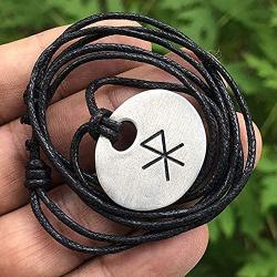 Tribal Jewelry Love Bind Rune Gebo-Wunjo Elder Futhark Celtic Pagan Runic Viking Norse Icelandic Protection Amulet Pewter Mens Pendant Necklace Lucky Charm Medallion for men w Black Adjustable Cord