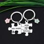 CYTING Her Stitch His Angel Puzzle Piece Keychain Set with Hibiscus Flower Charm Hawaiian Jewelry Gift for Couples Family Best Friends