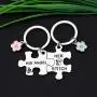 CYTING Her Stitch His Angel Puzzle Piece Keychain Set with Hibiscus Flower Charm Hawaiian Jewelry Gift for Couples Family Best Friends