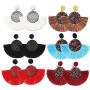 COMMINY 6-9 Pairs Colorful Statement Tassel Earrings Handmade Bohemian Hanging Fringe Dangle Earrings for Women Girls