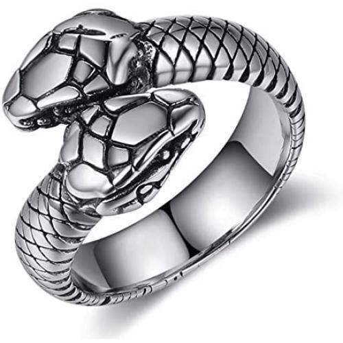 YBMYCM Snake Rings for Men Women Animal Personality Stainless Steel Ring Vintage Gothic Jewelry Punk Titanium Steel Retro Silver Gold Rings