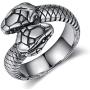 YBMYCM Snake Rings for Men Women Animal Personality Stainless Steel Ring Vintage Gothic Jewelry Punk Titanium Steel Retro Silver Gold Rings