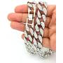 Mens Iced Out Hip Hop Silver tone CZ Miami Cuban Link Chain Choker Necklace