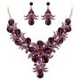 EVER FAITH Womens Crystal Gorgeous Bridal Banquet Teardrop Blooming Flower Leaf Necklace Earrings Set