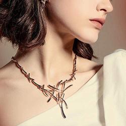 Viennois Necklace Earrings Set for Women Two Tone Pendant Choker Jewelry for Evening Party Prom - Silver & Rose Gold