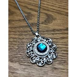 My Prime Gifts Snap Jewelry Rhinestone Flower Stainless Necklace 20''+2'' Ext. Holds 18-20mm
