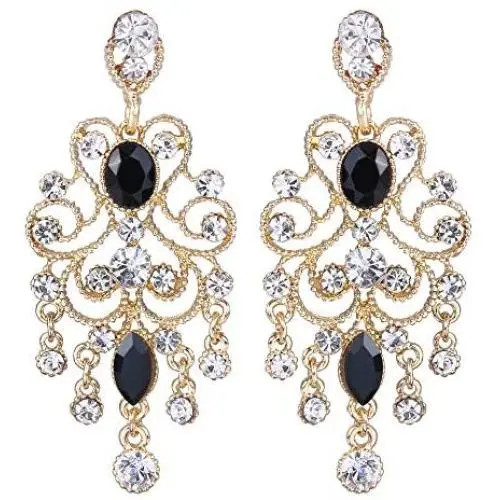 BriLove Womens Vintaged Style Wedding Bridal Crystal Drop Hollow Chandelier Filigree Dangle Earrings BriLove Womens Vintaged Style Wedding Bridal Crystal Drop Hollow Chandelier Filigree Dangle Earrings