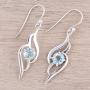 NOVICA Blue Topaz .925 Sterling Silver Dangle Earrings, Dazzling Gleam
