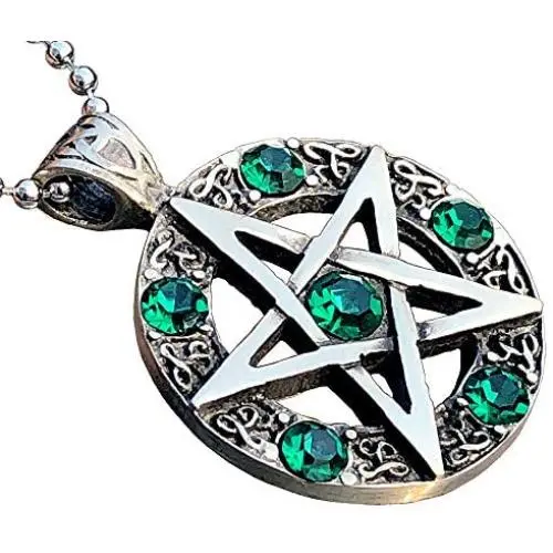 Wicca Jewelry Celtic Pentagram Pentacle Star Green Emerald Crystal Gem Wiccan Pagan Witch Magic Healing Protection Amulet Pewter Mens Womens Pendant Necklace Charm for Men Women Silver Ball Chain Wicca Jewelry Celtic Pentagram Pentacle Star Green Emerald Crystal Gem Wiccan Pagan Witch Magic Healing Protection Amulet Pewter Mens Womens Pendant Necklace Charm for Men Women Silver Ball Chain