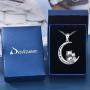 Distance I Love You to The Moon and Back Necklace for Women,925 Sterling Silver Double Bunny Rabbit Panda Necklace Jewelry Gifts for Women Mom Daughter Wife Girls