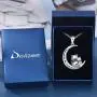 Distance I Love You to The Moon and Back Necklace for Women,925 Sterling Silver Double Bunny Rabbit Panda Necklace Jewelry Gifts for Women Mom Daughter Wife Girls