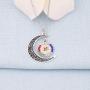 BEKECH Order of The Eastern Star Inspired Gift OES Charm Crescent Moon Pendant Necklace OES Sorority Jewelry Gift for Sorority Graduates Campus Girls Women