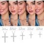 Classic Cross Pendant Necklace with Natural Round Diamonds Set in 925 Sterling Silver with 18 Inch Silver Cable Chain