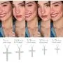 Classic Cross Pendant Necklace with Natural Round Diamonds Set in 925 Sterling Silver with 18 Inch Silver Cable Chain Classic Cross Pendant Necklace with Natural Round Diamonds Set in 925 Sterling Silver with 18 Inch Silver Cable Chain