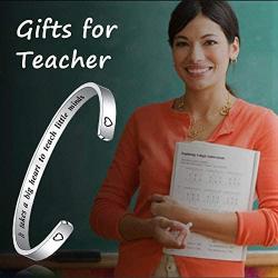 M MOOHAM Teacher Appreciation Gifts for Women Bracelet, Engrave Quote Teacher Bracelet Jewelry Teacher Appreciation Week End of Year Christmas Thank You Gifts, Retirement Gifts for Teacher