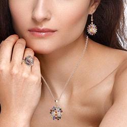 JIANGYUE Multicolor AAA Grade Cubic Zirconia Rhodium Rose Gold Plated Multi-Stone Ring for Women Girl Party Club Fashion Jewelry Size 5 6 7 8 9 10