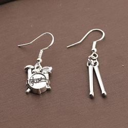 CENWA Music Festival Drums Dangle Earrings Drummer Gift Drummer Jewelry Drum Kit and Drumstick Charm Earrings Gifts Drum Player Band Gifts