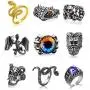 Evil Eye Skull Snake Ring Jewelry for Women Men, Adjustable Punk Gothic Ring Jewelry Biker Pirate Egirl Eboy Ring Set Evil Eye Skull Snake Ring Jewelry for Women Men, Adjustable Punk Gothic Ring Jewelry Biker Pirate Egirl Eboy Ring Set
