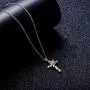 Sllaiss Sterling Silver Rose Cross Pendant Necklace White/Rose Gold Plated Crystals From Austria Religious Faith Jewelry For Women
