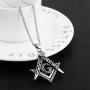 HZMAN Mens Cubic Zirconia Freemason Symbol Masonic Stainless Steel Pendant Necklace 22+2 inch Chain