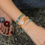KELITCH Friendship Bracelets Handmade Single Strand Gold Beaded Bar Bracelets Chic Bangle