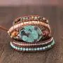 Yingan Handmade Natural Ocean Jasper Stone Genuine Leather 5X Wrap Bracelet Yingan Handmade Natural Ocean Jasper Stone Genuine Leather 5X Wrap Bracelet