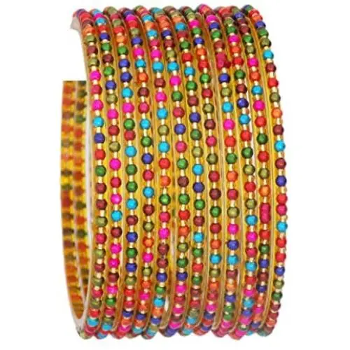 JDZ COLLECTION Indian Bollywood Traditional Glass Bangles Set Churi Multi Color Bangle Bracelet for Women Jewelry Bangles JDZ COLLECTION Indian Bollywood Traditional Glass Bangles Set Churi Multi Color Bangle Bracelet for Women Jewelry Bangles