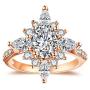 Alexs Wish List Starburst Sunburst Ring | Womens Vintage Style Statement Cocktail Ring | Unique Design Rose Gold Plated Cubic Zirconia | Evita Fashion Jewelry