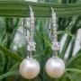 Dazzlingrock Collection 10K Gold 8 MM Each Round White Freshwater Pearls & Diamond Ladies Drop Earrings Dazzlingrock Collection 10K Gold 8 MM Each Round White Freshwater Pearls & Diamond Ladies Drop Earrings