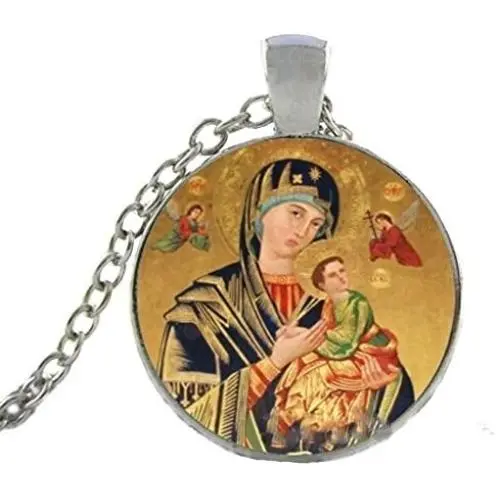 Virgin Mary And Jesus Christ Christian Catholic Jewelry Glass Dome Art Virgin Mary And Jesus Christ Christian Catholic Jewelry Glass Dome Art