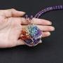 Top Plaza 7 Chakra Healing Crystal Natural Round Gemstone Pendant Necklace Tree of Life Copper Wire Wrapped Beads Necklaces Reiki Jewelry for Women
