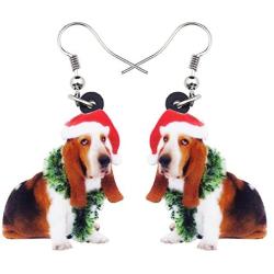 NEWEI Acrylic Sweet Basset Hound Dog Earrings Drop Dangle Fashion Jewelry For Girl Women Gift Charms