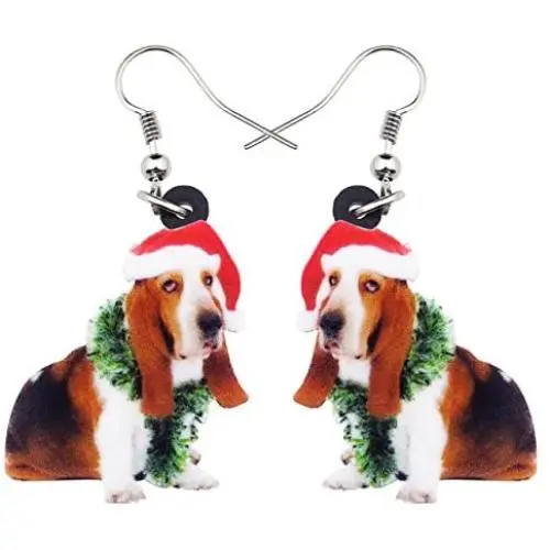 NEWEI Acrylic Sweet Basset Hound Dog Earrings Drop Dangle Fashion Jewelry For Girl Women Gift Charms