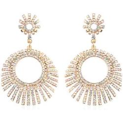 Sparkly Rhinestone Chandelier Drop Statement Earrings - Bridal Wedding Crystal Cubic Dangles Cascade, Teardrop, Fringe Tassel, Waterfall Duster Party Studs